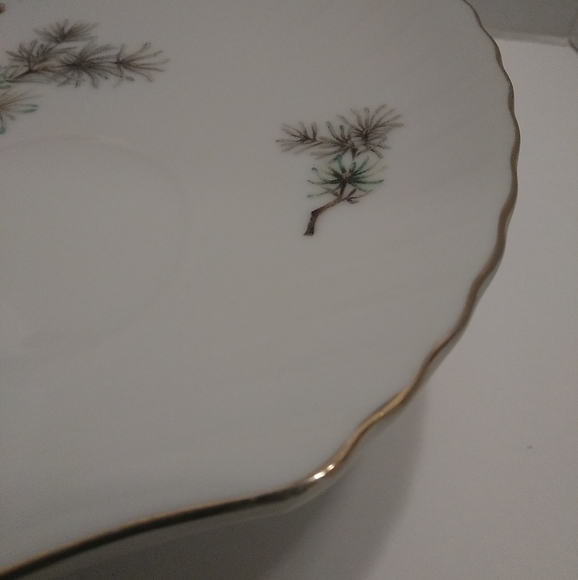 3 Japan Moss Snack Luncheon Plates with Tea Cups holder - Picture 4 of 12